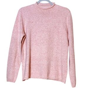 Orvis Crew Roll Neck Pink Peach Cotton Wool Blend Sweater style 040203